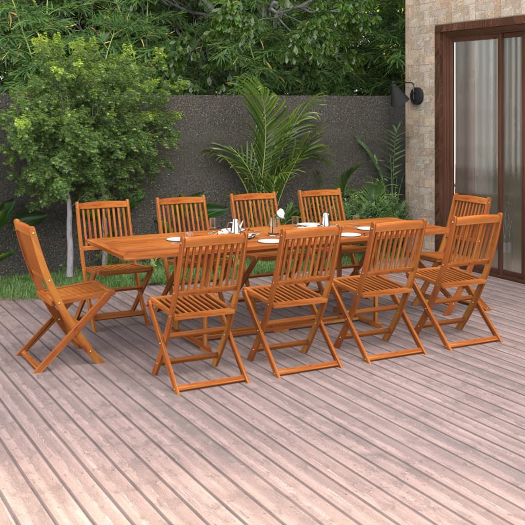 vidaXL Salle à manger de jardin 11 pcs 280x90x75 cm Bois d'acacia massif