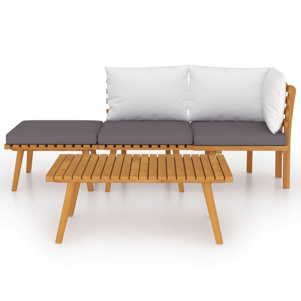 vidaXL Salon de jardin 4 pcs avec coussins Bois d'acacia massif