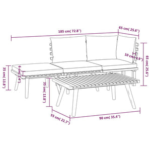 vidaXL Salon de jardin 4 pcs avec coussins Bois d'acacia massif