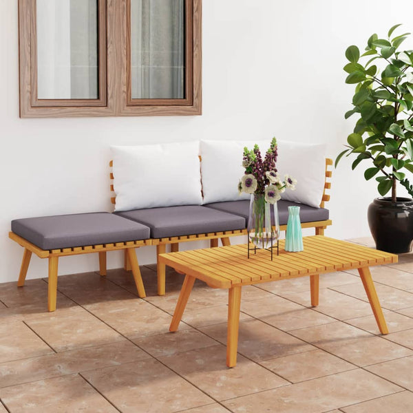 vidaXL Salon de jardin 4 pcs avec coussins Bois d'acacia massif