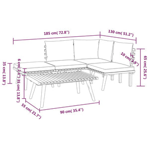 5-tlg. Garten-Lounge-Set mit Kissen Massivholz Akazie