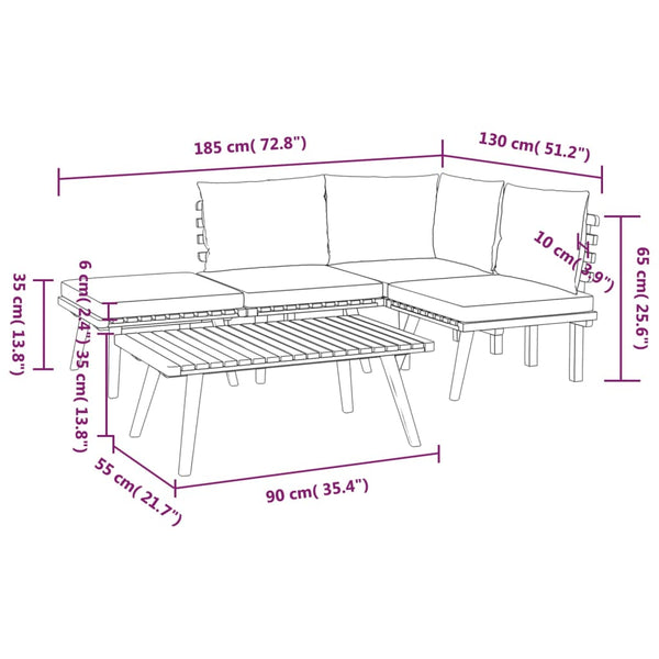5-tlg. Garten-Lounge-Set mit Kissen Massivholz Akazie