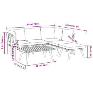 6-tlg. Garten-Lounge-Set mit Kissen Massivholz Akazie