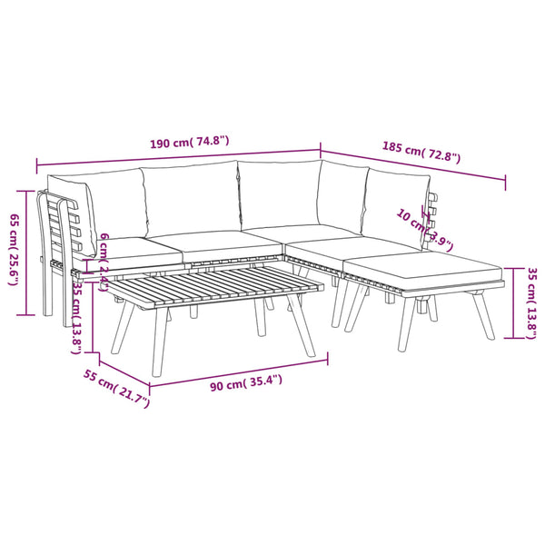 6-tlg. Garten-Lounge-Set mit Kissen Massivholz Akazie