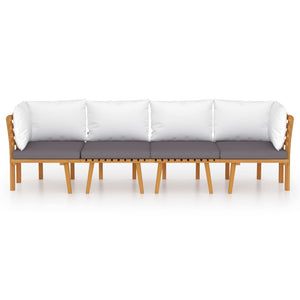 4-tlg. Garten-Lounge-Set mit Kissen Massivholz Akazie