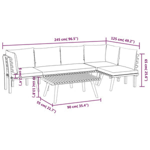 5-tlg. Garten-Lounge-Set mit Kissen Massivholz Akazie