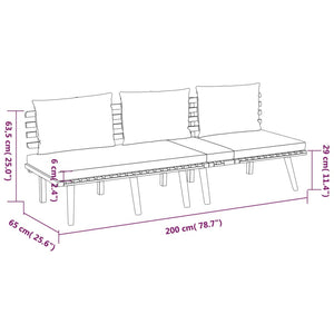 3-tlg. Garten-Lounge-Set mit Kissen Massivholz Akazie