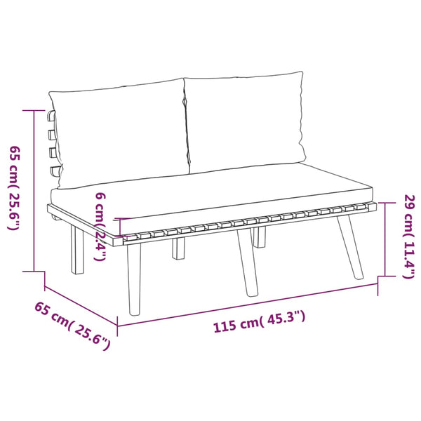 3-tlg. Garten-Lounge-Set mit Kissen Massivholz Akazie