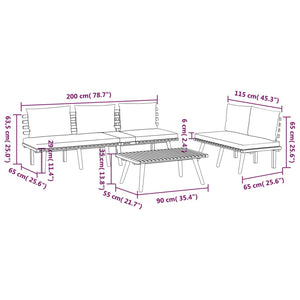 3-tlg. Garten-Lounge-Set mit Kissen Massivholz Akazie