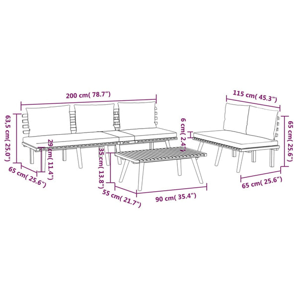 3-tlg. Garten-Lounge-Set mit Kissen Massivholz Akazie