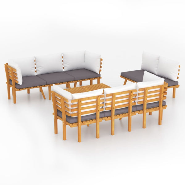 vidaXL Salon de jardin 8 pcs avec coussins Bois d'acacia massif