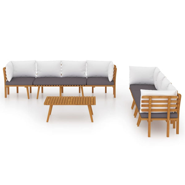 vidaXL Salon de jardin 8 pcs avec coussins Bois d'acacia massif