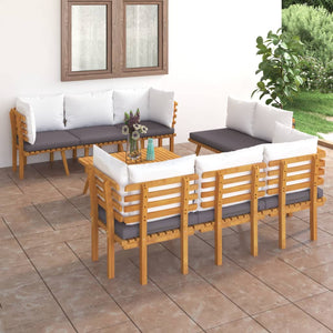 vidaXL Salon de jardin 8 pcs avec coussins Bois d'acacia massif