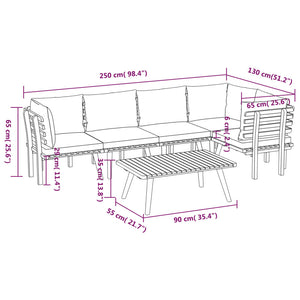6-tlg. Garten-Lounge-Set mit Kissen Massivholz Akazie