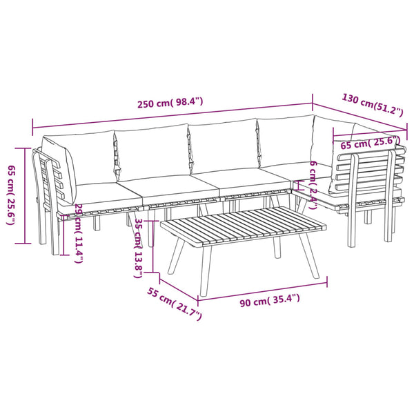 6-tlg. Garten-Lounge-Set mit Kissen Massivholz Akazie