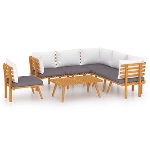 7-tlg. Garten-Lounge-Set mit Kissen Massivholz Akazie
