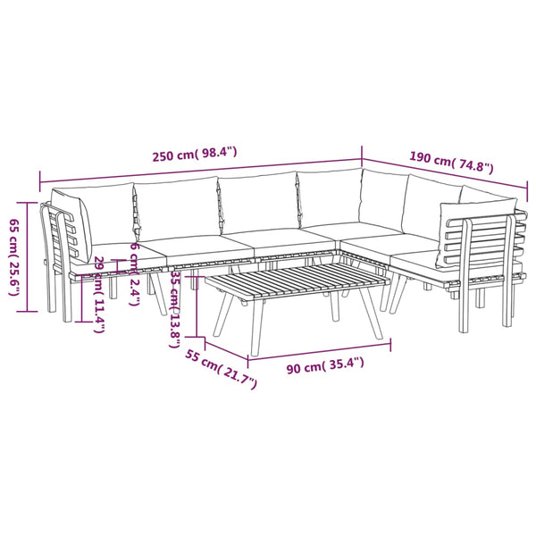 7-tlg. Garten-Lounge-Set mit Kissen Massivholz Akazie