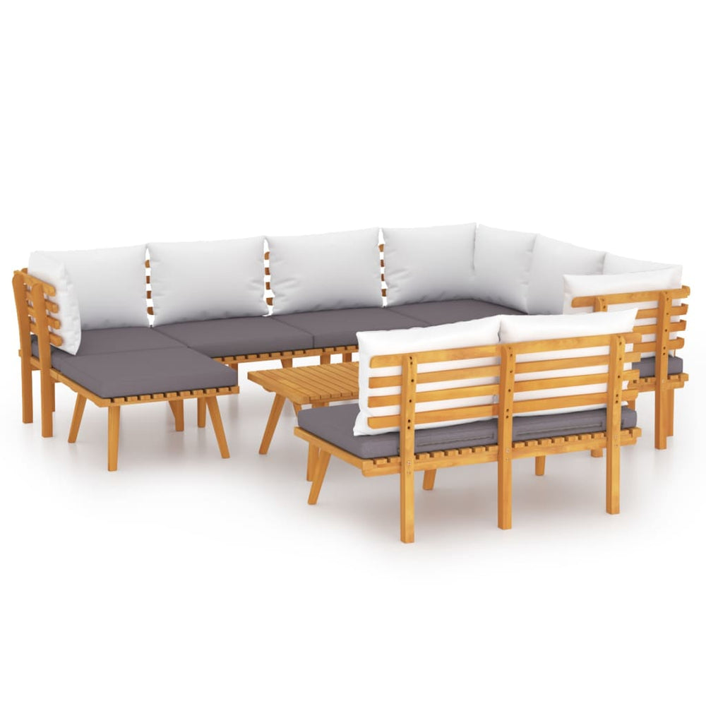 9-tlg. Garten-Lounge-Set mit Kissen Massivholz Akazie