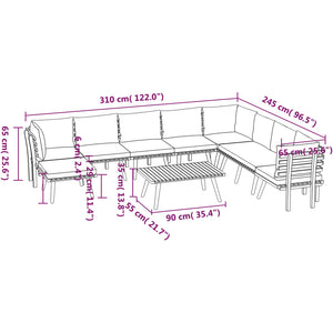 9-tlg. Garten-Lounge-Set mit Kissen Massivholz Akazie