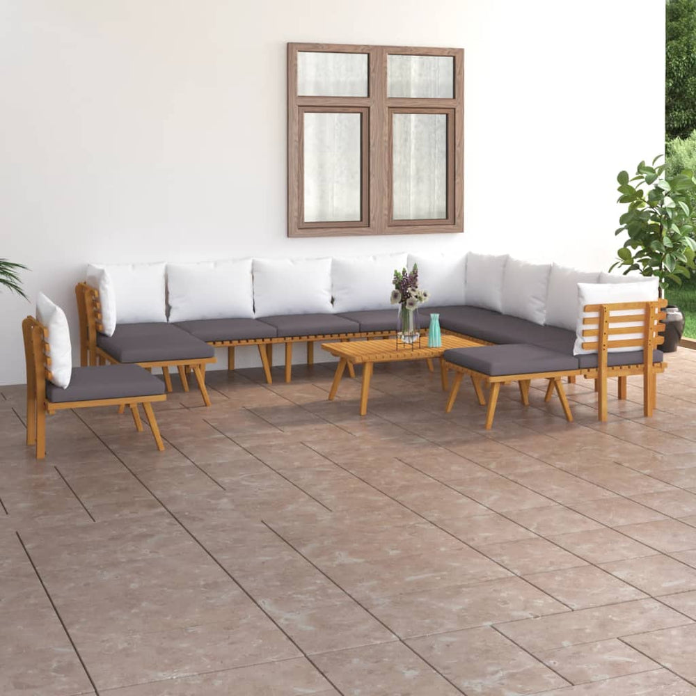 vidaXL Salon de jardin 12 pcs avec coussins bois d'acacia massif