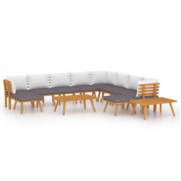 12-tlg. Garten-Lounge-Set mit Kissen Massivholz Akazie