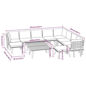 12-tlg. Garten-Lounge-Set mit Kissen Massivholz Akazie