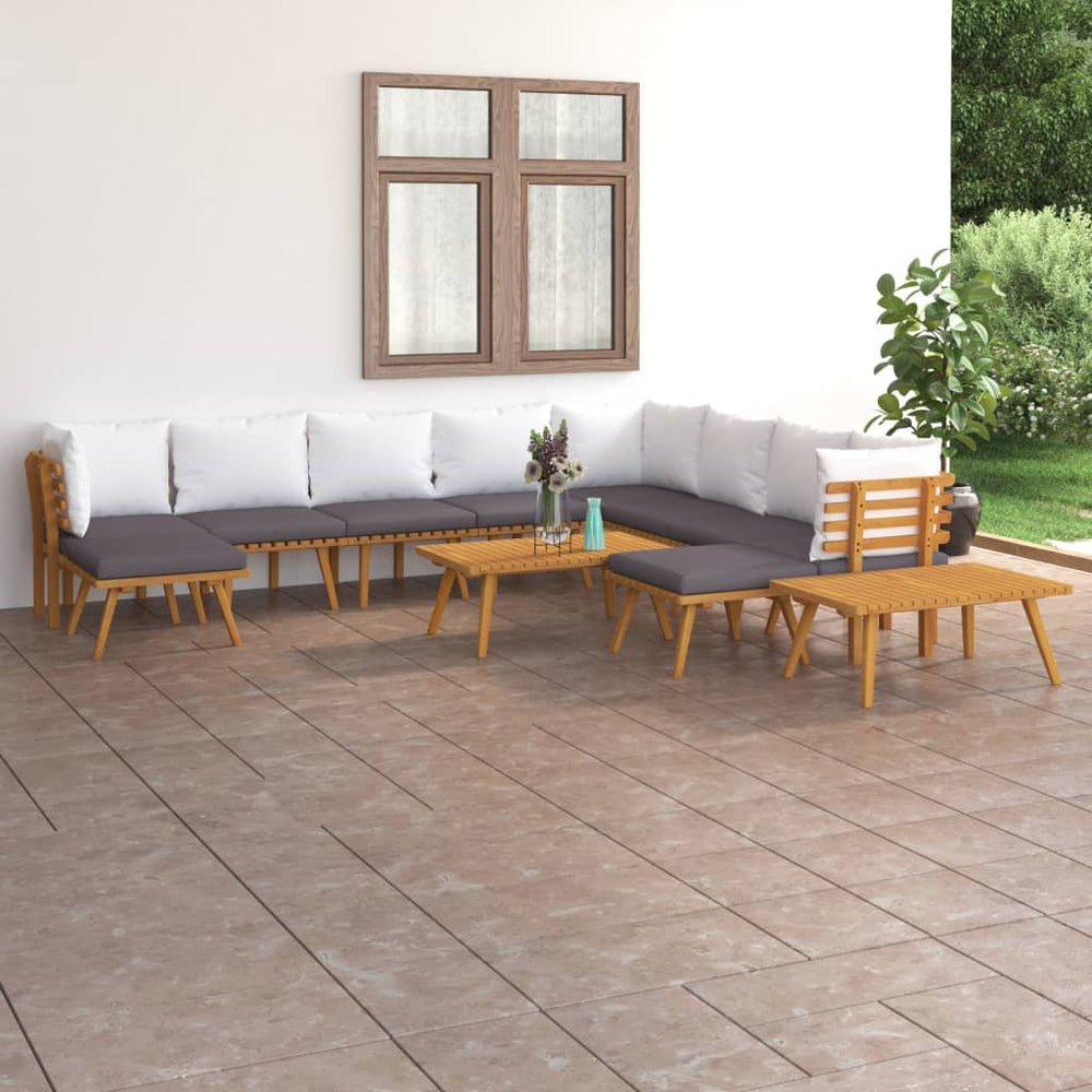 vidaXL Salon de jardin 12 pcs avec coussins bois d'acacia massif