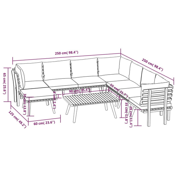 9-tlg. Garten-Lounge-Set mit Kissen Massivholz Akazie