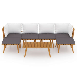 7-tlg. Garten-Lounge-Set mit Kissen Massivholz Akazie