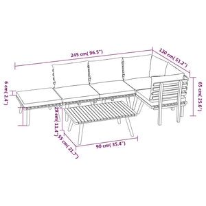 6-tlg. Garten-Lounge-Set mit Kissen Massivholz Akazie