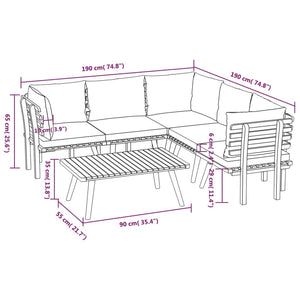 6-tlg. Garten-Lounge-Set mit Kissen Massivholz Akazie