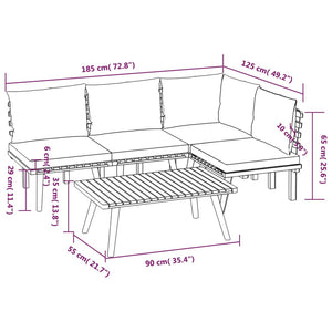 5-tlg. Garten-Lounge-Set mit Kissen Massivholz Akazie