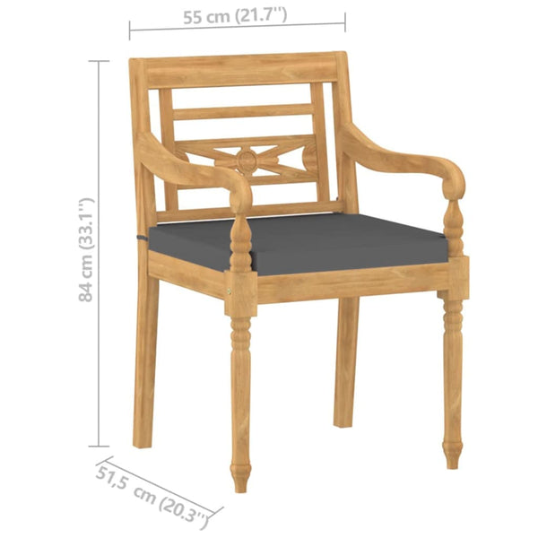 4-tlg. Garten-Lounge-Set mit Kissen Massivholz Teak
