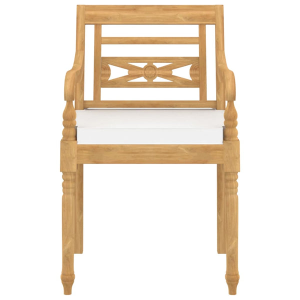 Batavia-Stühle 4 Stk. mit Kissen Massivholz Teak