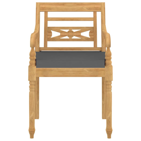 Batavia-Stühle 4 Stk. mit Kissen Massivholz Teak