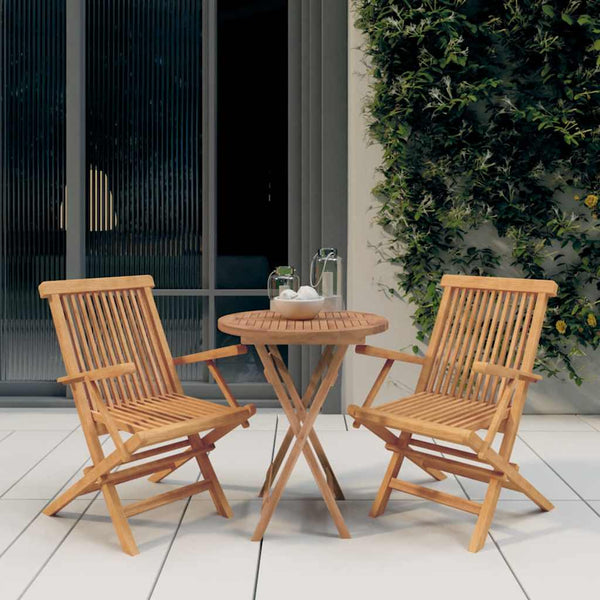 3-tlg. Garten-Essgruppe Massivholz Teak