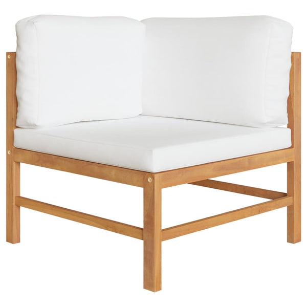 4-tlg. Garten-Lounge-Set mit Creme Kissen Massivholz Teak