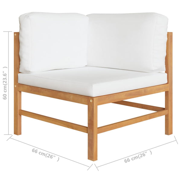 4-tlg. Garten-Lounge-Set mit Creme Kissen Massivholz Teak