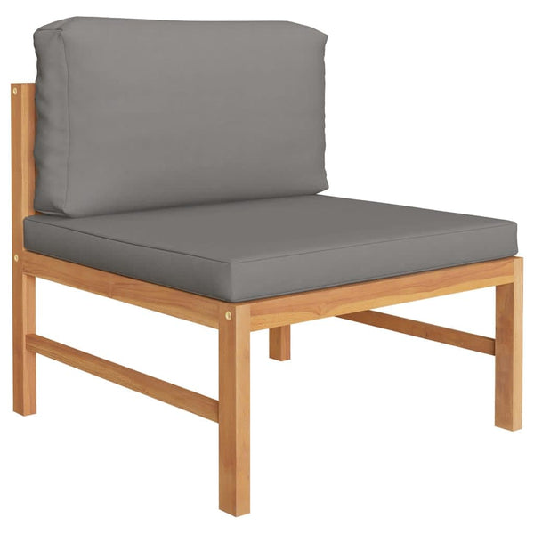 5-tlg. Garten-Lounge-Set mit Grauen Kissen Massivholz Teak