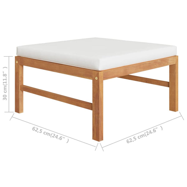 6-tlg. Garten-Lounge-Set mit Creme Kissen Massivholz Teak