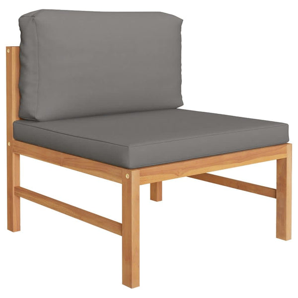 vidaXL Ensemble de salon de jardin 6 pcs avec coussins gris Bois de teck massif