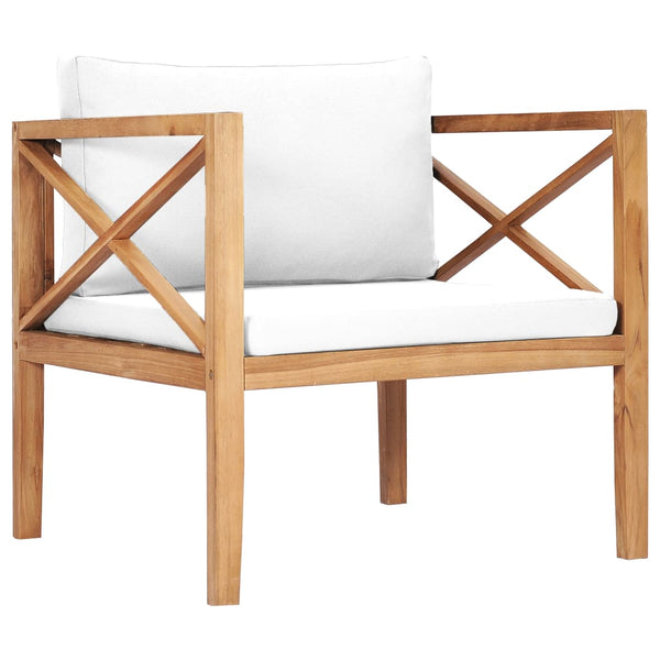 7-tlg. Garten-Lounge-Set mit Creme Kissen Massivholz Teak