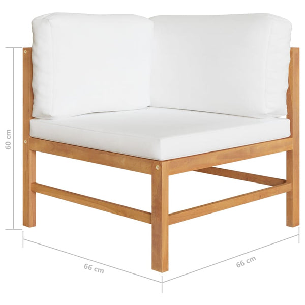 8-tlg. Garten-Lounge-Set mit Creme Kissen Massivholz Teak