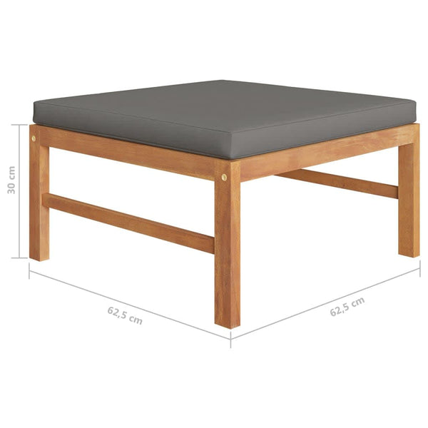 8-tlg. Garten-Lounge-Set mit Grauen Kissen Massivholz Teak