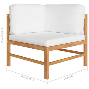 10-tlg. Garten-Lounge-Set mit Creme Kissen Massivholz Teak