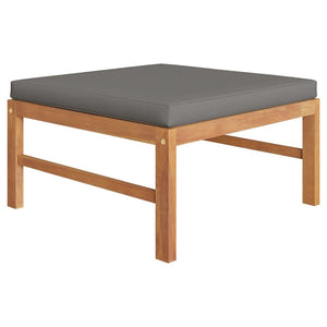 vidaXL Salon de jardin 10 pièces avec coussins gris Bois de teck massif