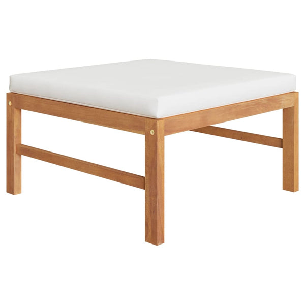11-tlg. Garten-Lounge-Set mit Creme Kissen Massivholz Teak