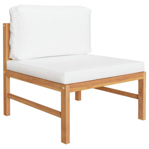 12-tlg. Garten-Lounge-Set mit Creme Kissen Massivholz Teak
