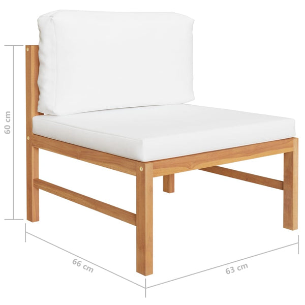 12-tlg. Garten-Lounge-Set mit Creme Kissen Massivholz Teak