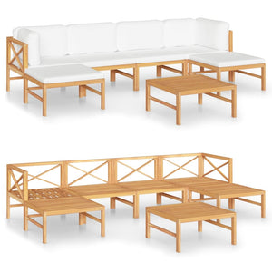 vidaXL Ensemble de salon de jardin 7 pcs avec coussins crème Bois de teck massif